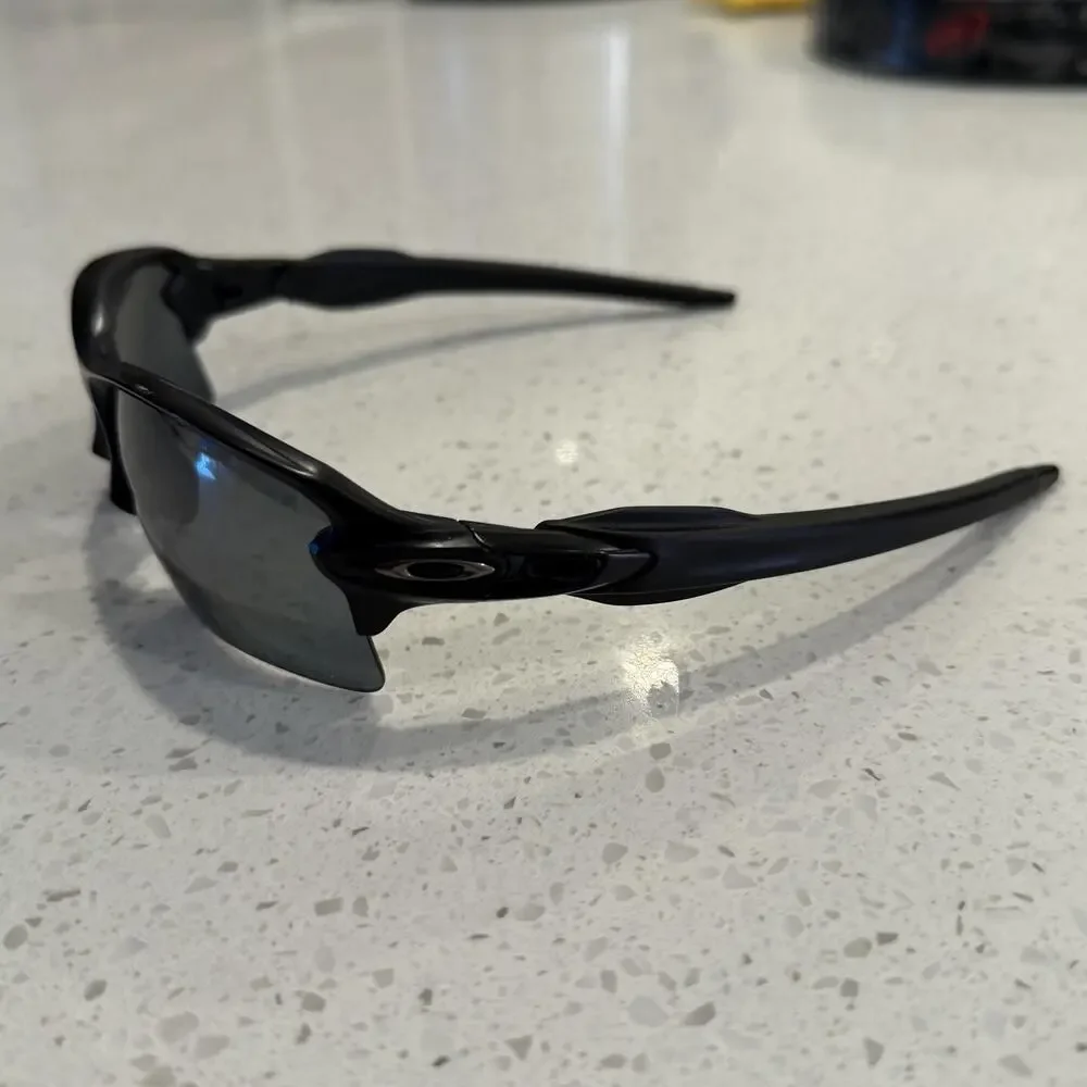 Oakley Flak 2.0 Sunglasses Mens Black Wrap Rimless Sport OO9188 Black Outdoor
